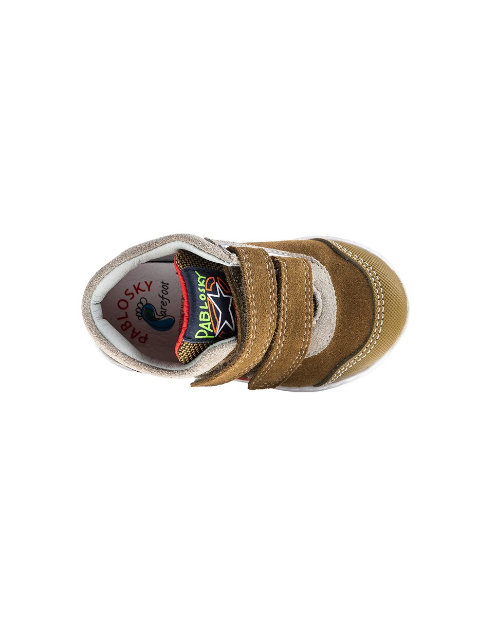 Botas de Bebé em Pele com Velcro Pablosky Castanho-5