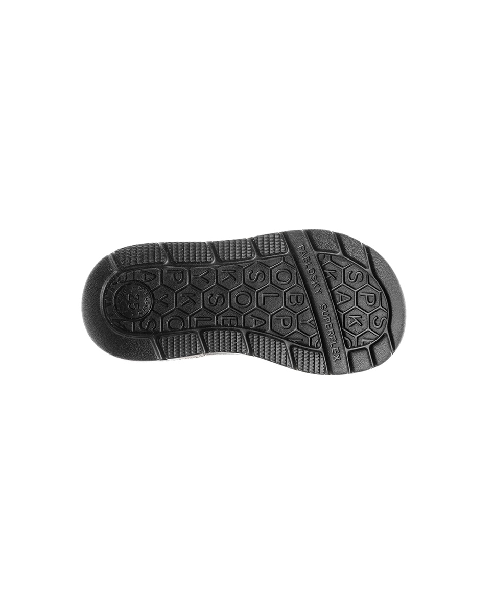 Sapatilhas Infantil Pablosky de Pele com Velcro Preto-4