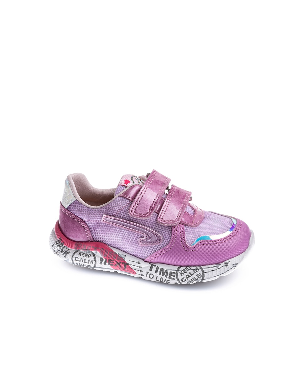 Sapatilhas Desportivas de Pele e Têxtil Técnico com Velcro Infantil Pablosky Rosa-1