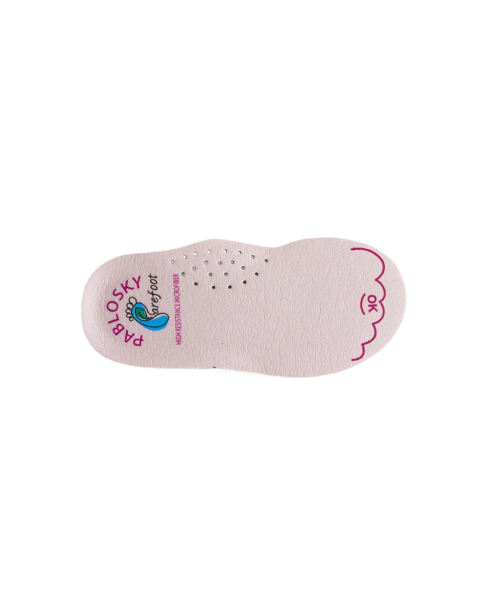 Sapatilhas Desportivas de Pele e Têxtil Técnico com Velcro Infantil Pablosky Rosa-3