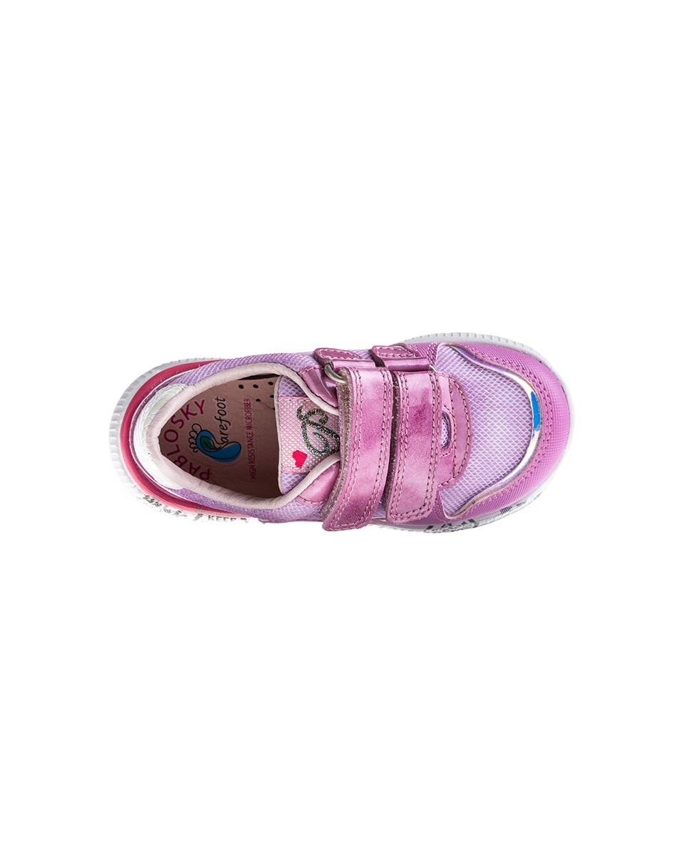 Sapatilhas Desportivas de Pele e Têxtil Técnico com Velcro Infantil Pablosky Rosa-5