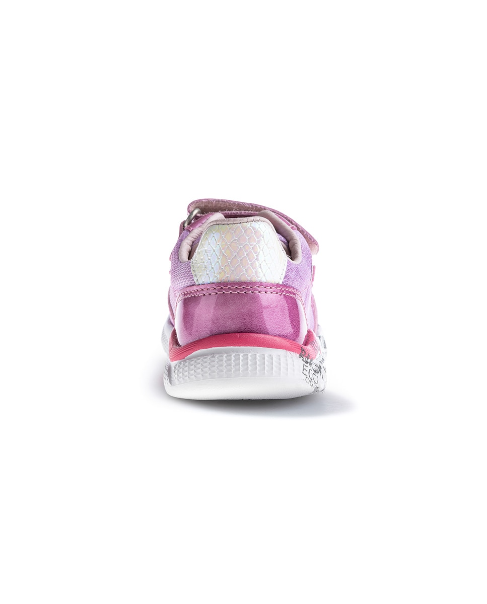 Sapatilhas Desportivas de Pele e Têxtil Técnico com Velcro Infantil Pablosky Rosa-6