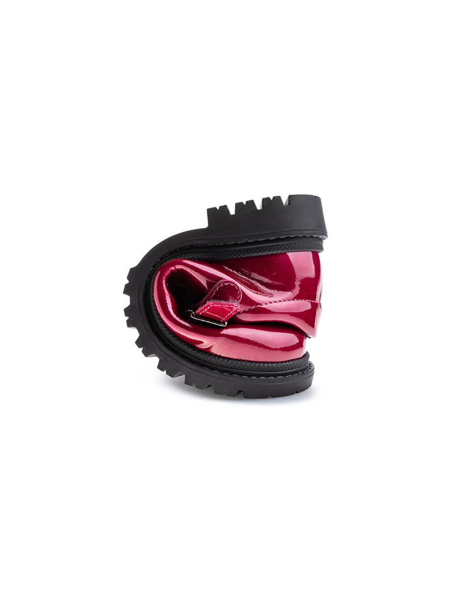 Sapatos de Presilha Infantil de Pele com Fivela Bordeaux-2