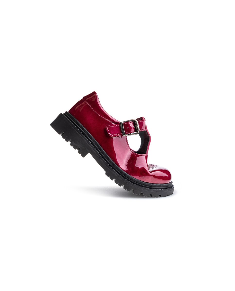Sapatos de Presilha Infantil de Pele com Fivela Pablosky Bordeaux-6