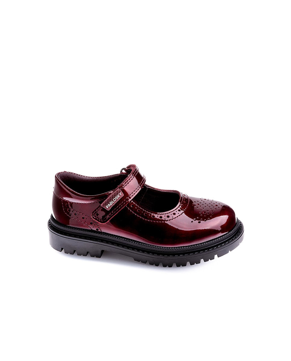 Sapatos de Presilha Infantil de Pele com Velcro Pablosky Bordeaux-1