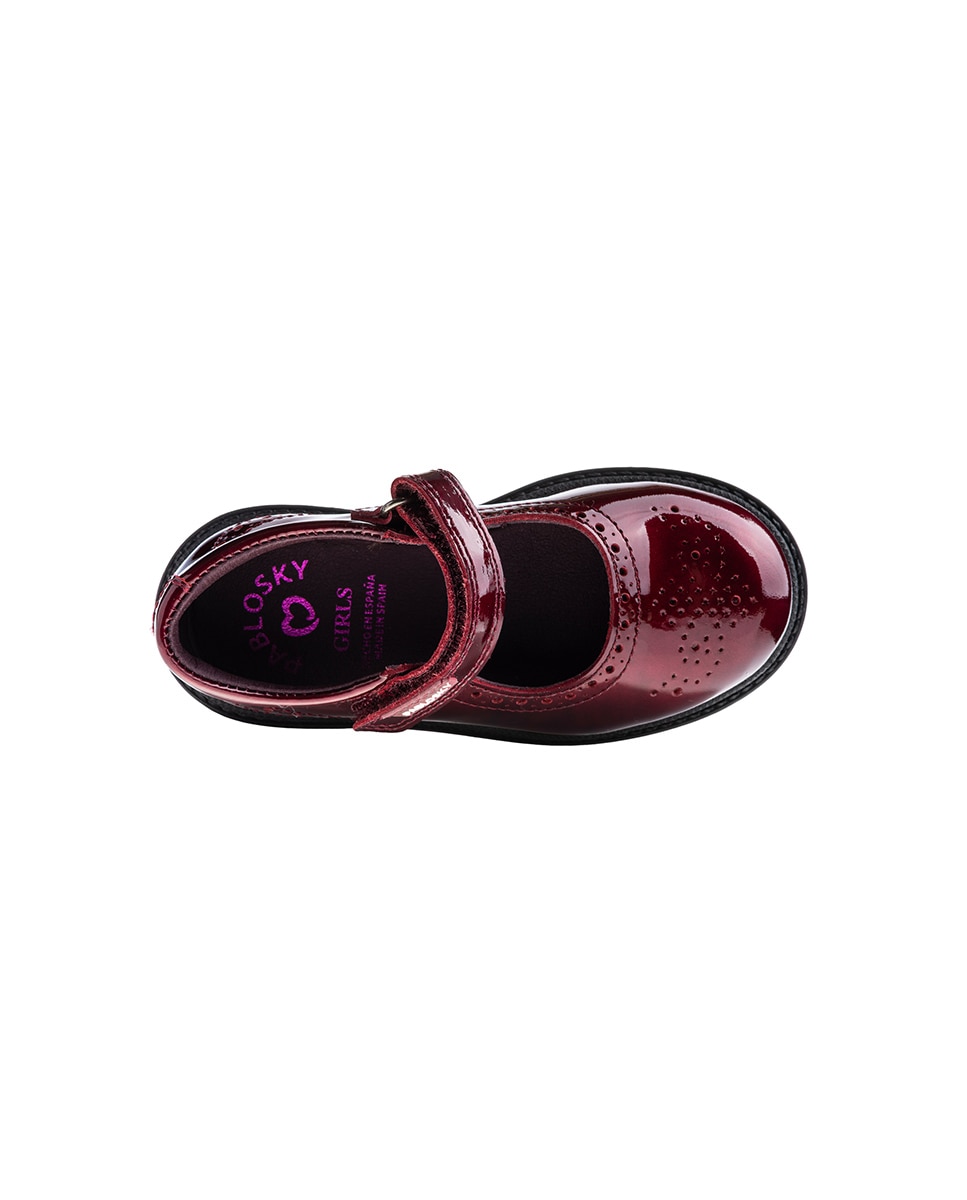 Sapatos de Presilha Infantil de Pele com Velcro Pablosky Bordeaux-4