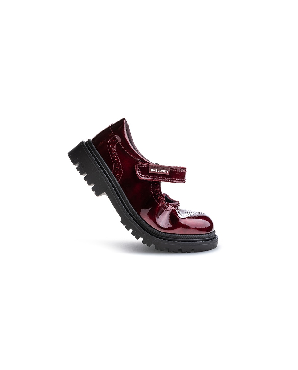 Sapatos de Presilha Infantil de Pele com Velcro Pablosky Bordeaux-6