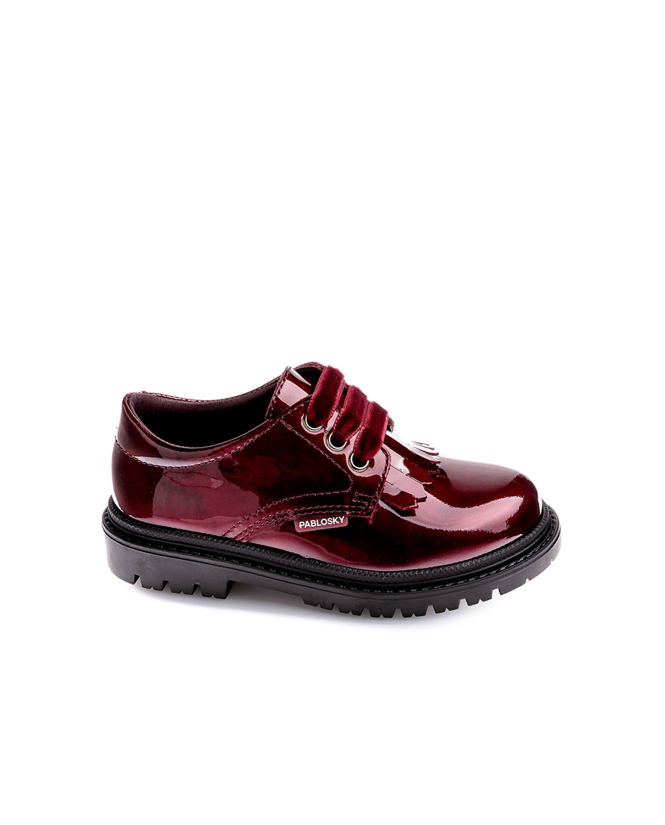 Sapatos com Atacadores Infantil de Pele com Atacadores Pablosky Bordeaux-1