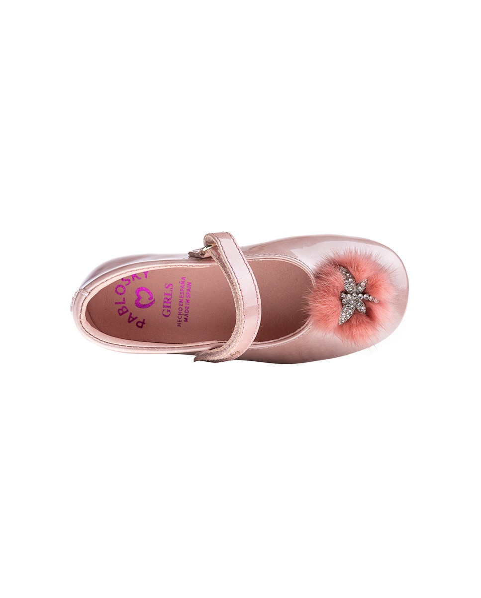 Sabrinas Infantil de Pele com Velcro Rosa-4
