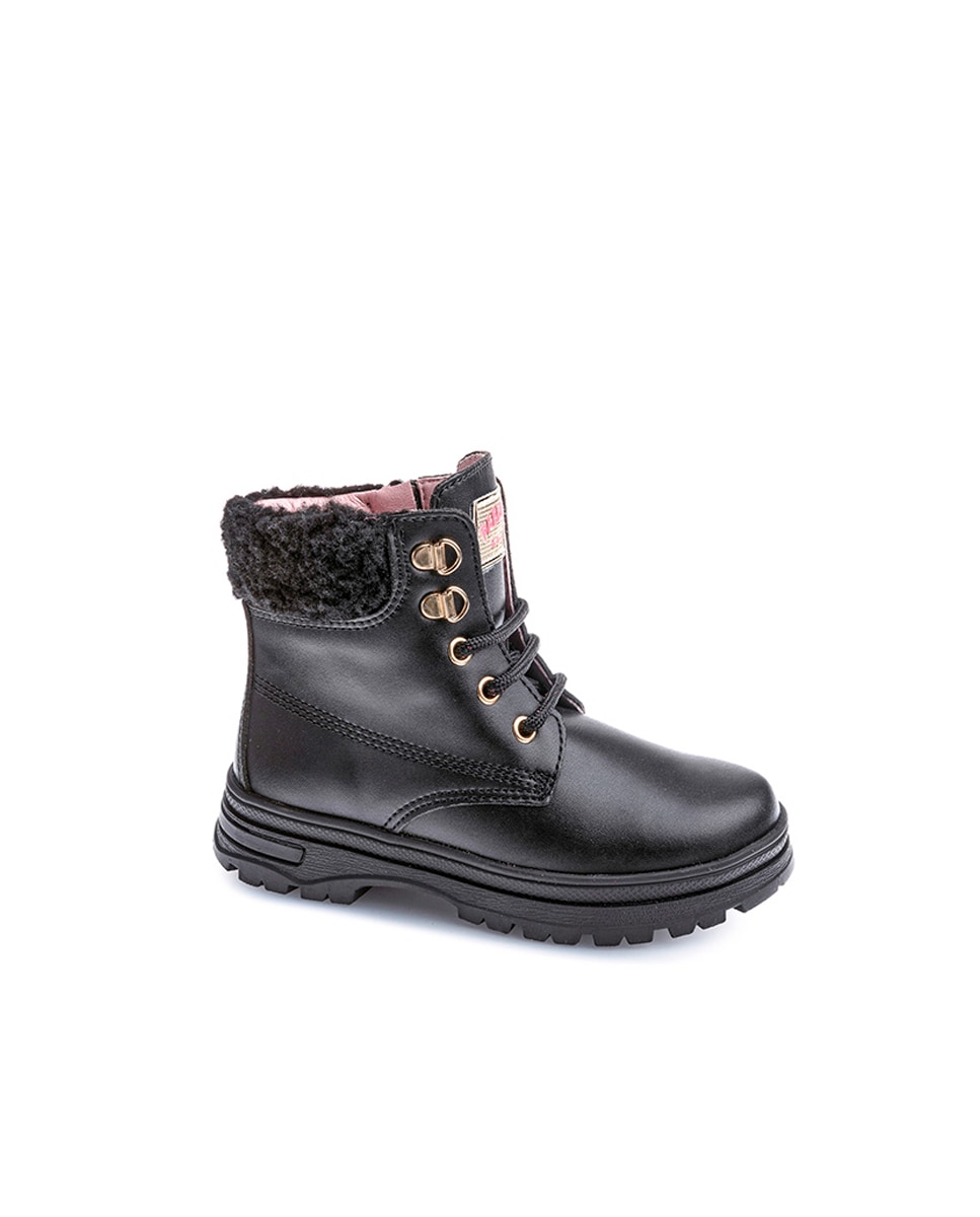 Botas Infantil de Leader-tech com Atacadores e Fecho Zip Preto-1