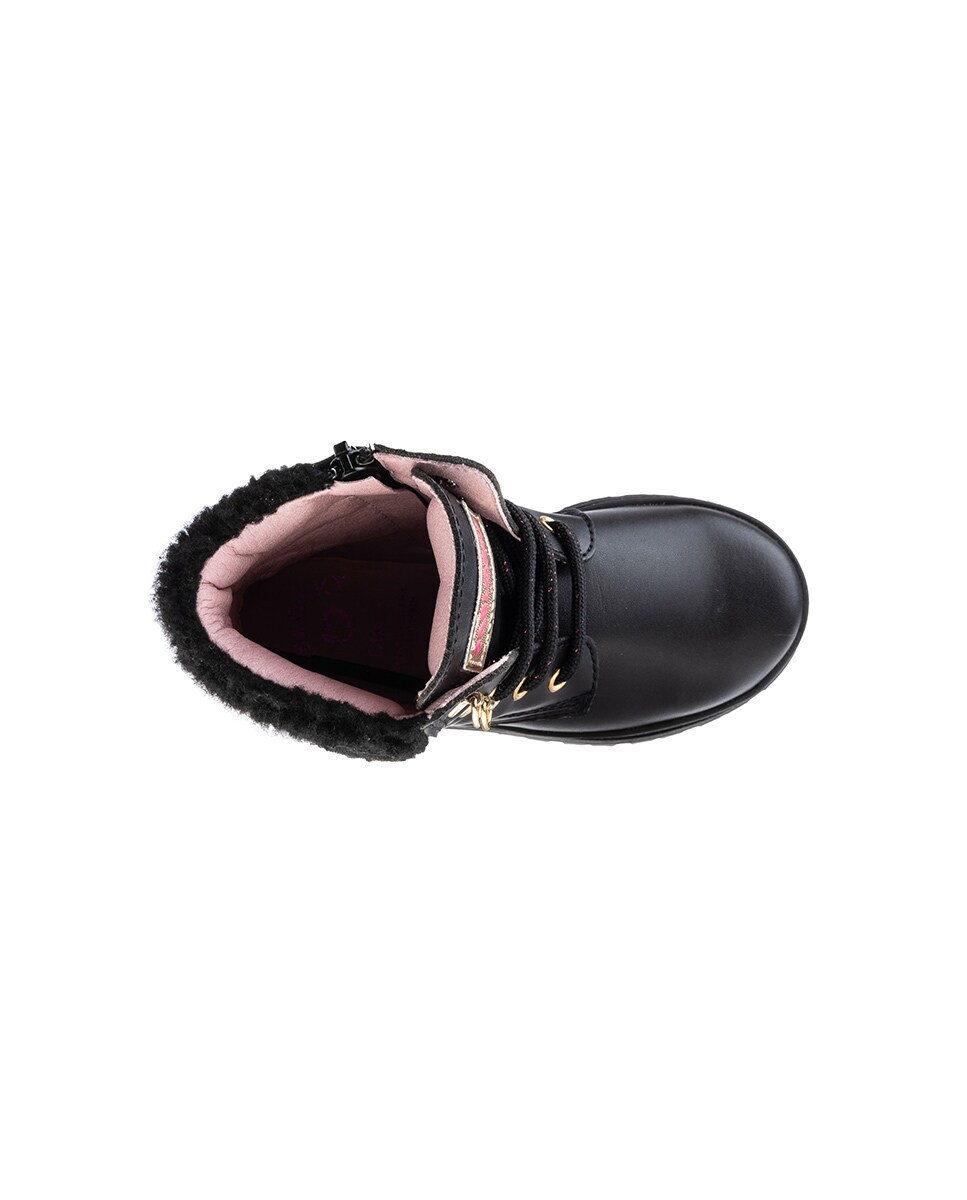 Botas Infantil de Leader-tech com Atacadores e Fecho Zip Preto-4