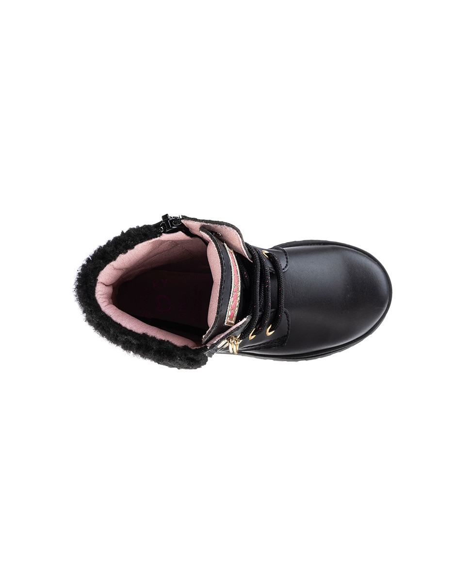 Botas Infantil de Leader-tech com Atacadores e Fecho Zip Preto-4