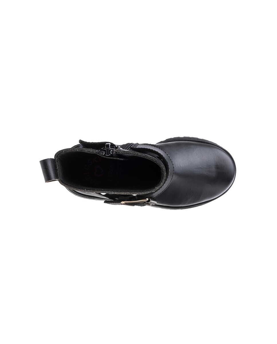 Botins Pablosky de Pele com Fecho Zip Preto-4