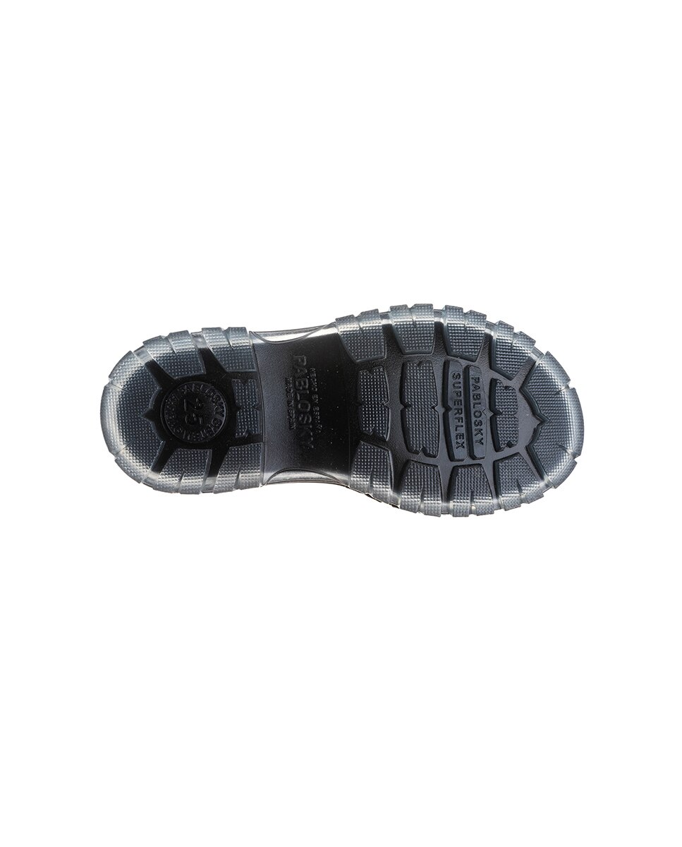 Botas Infantil de Pele com Atacadores e Fecho Zip Pablosky Azul-3