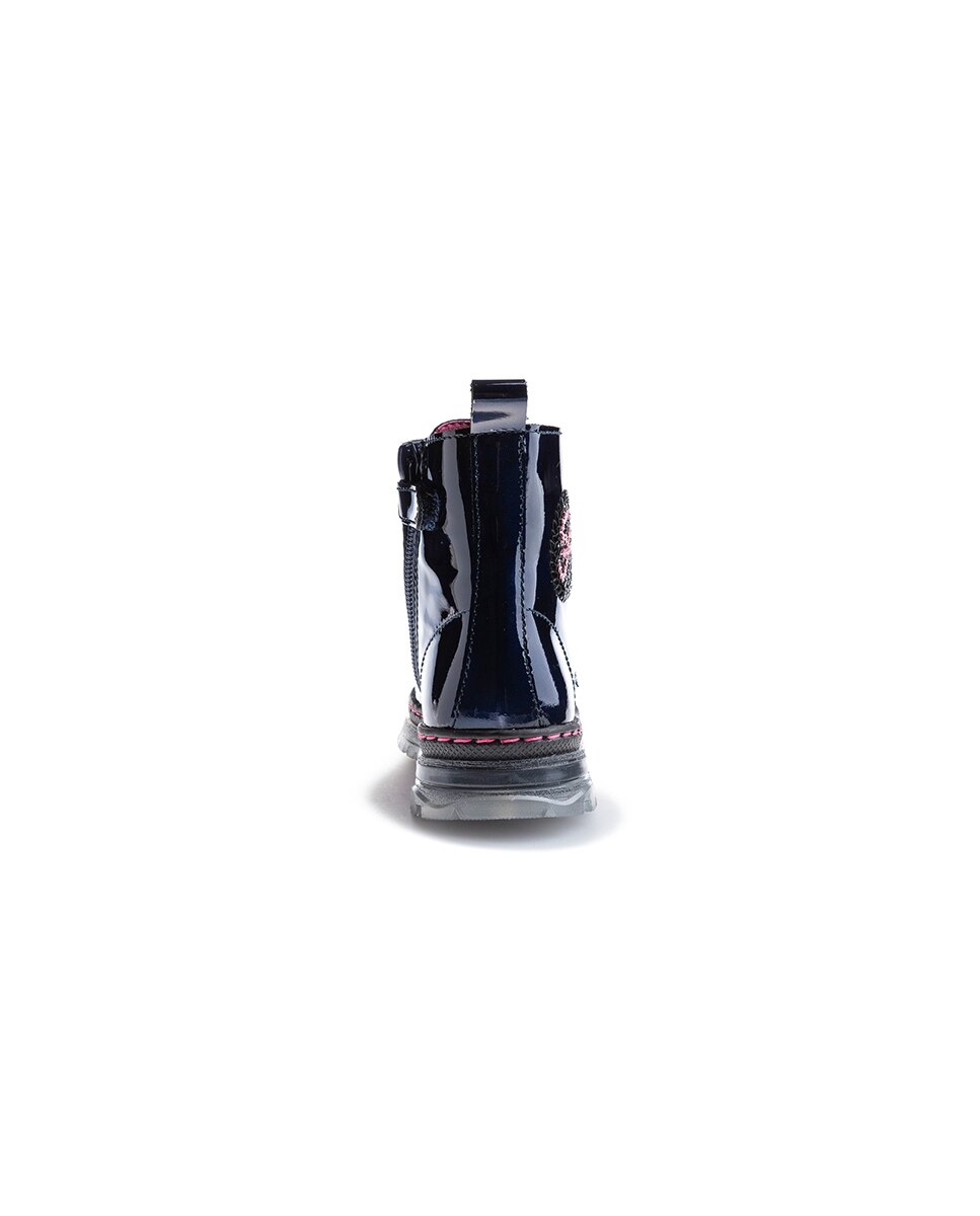 Botas Infantil de Pele com Atacadores e Fecho Zip Pablosky Azul-6