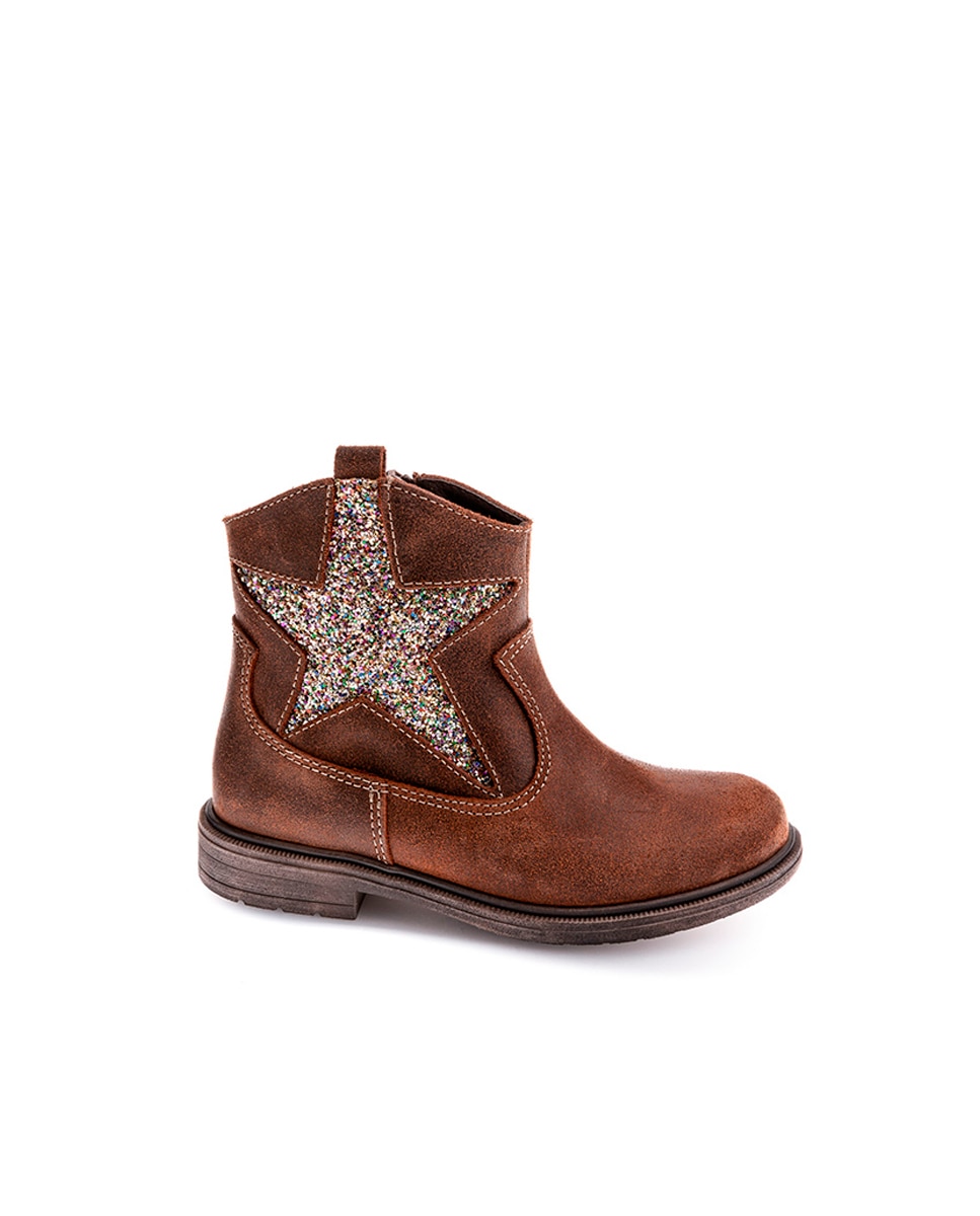Botas Infantil de Pele com Fecho Zip Pablosky Castanho-1