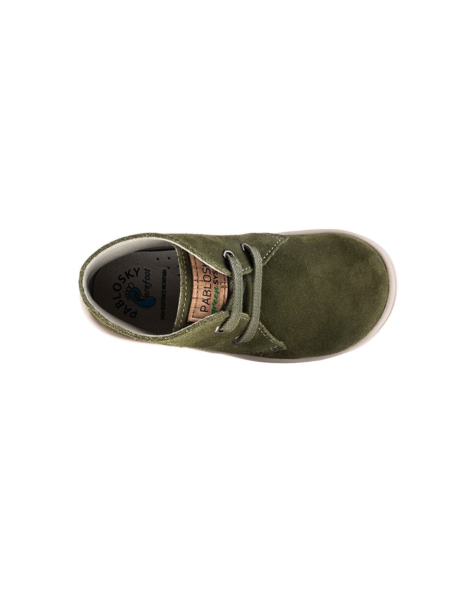 Botas Infantil de Pele com Cordões Pablosky Verde Azeitona-5
