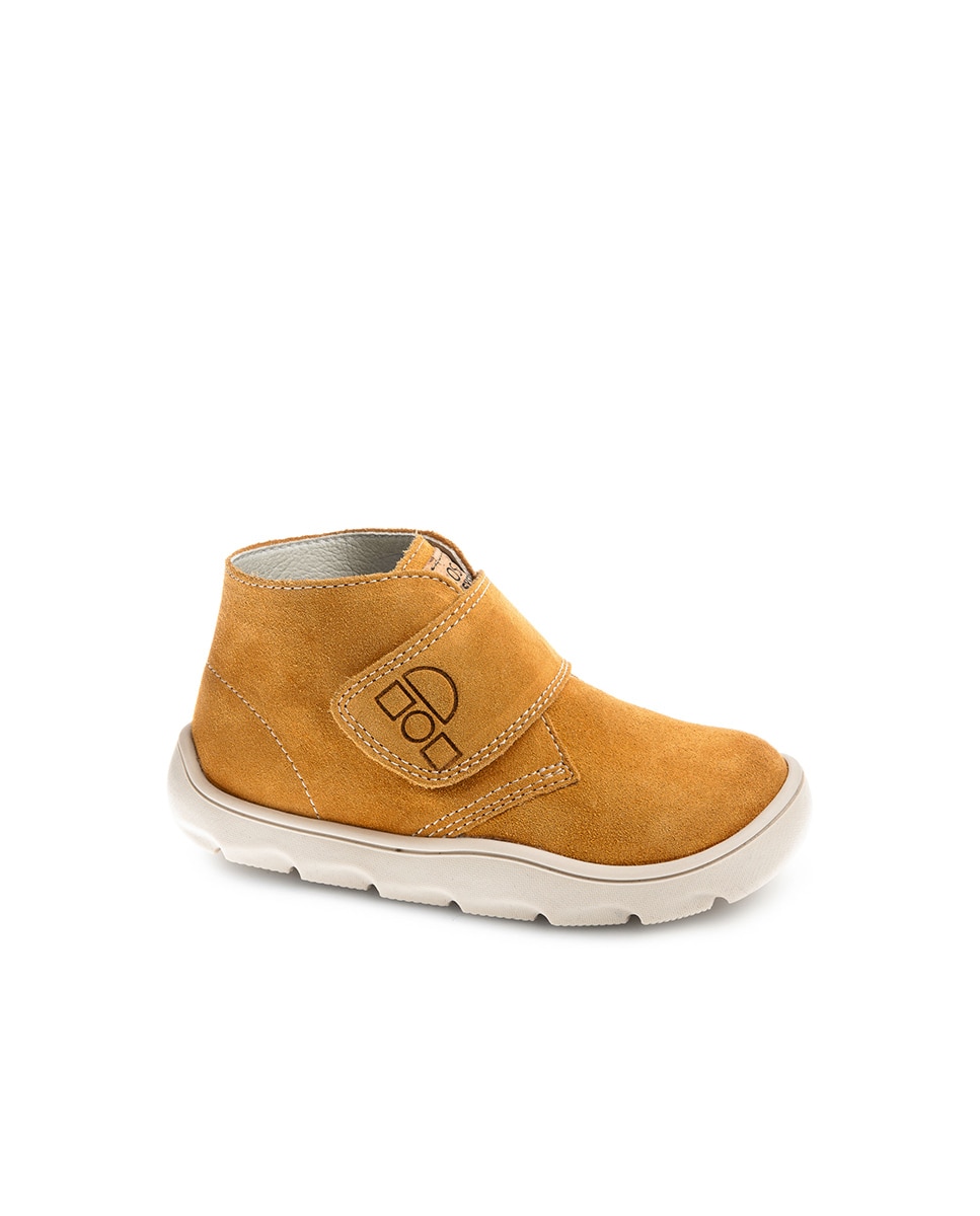 Botas Infantil de Pele com Velcro Amarelo-1