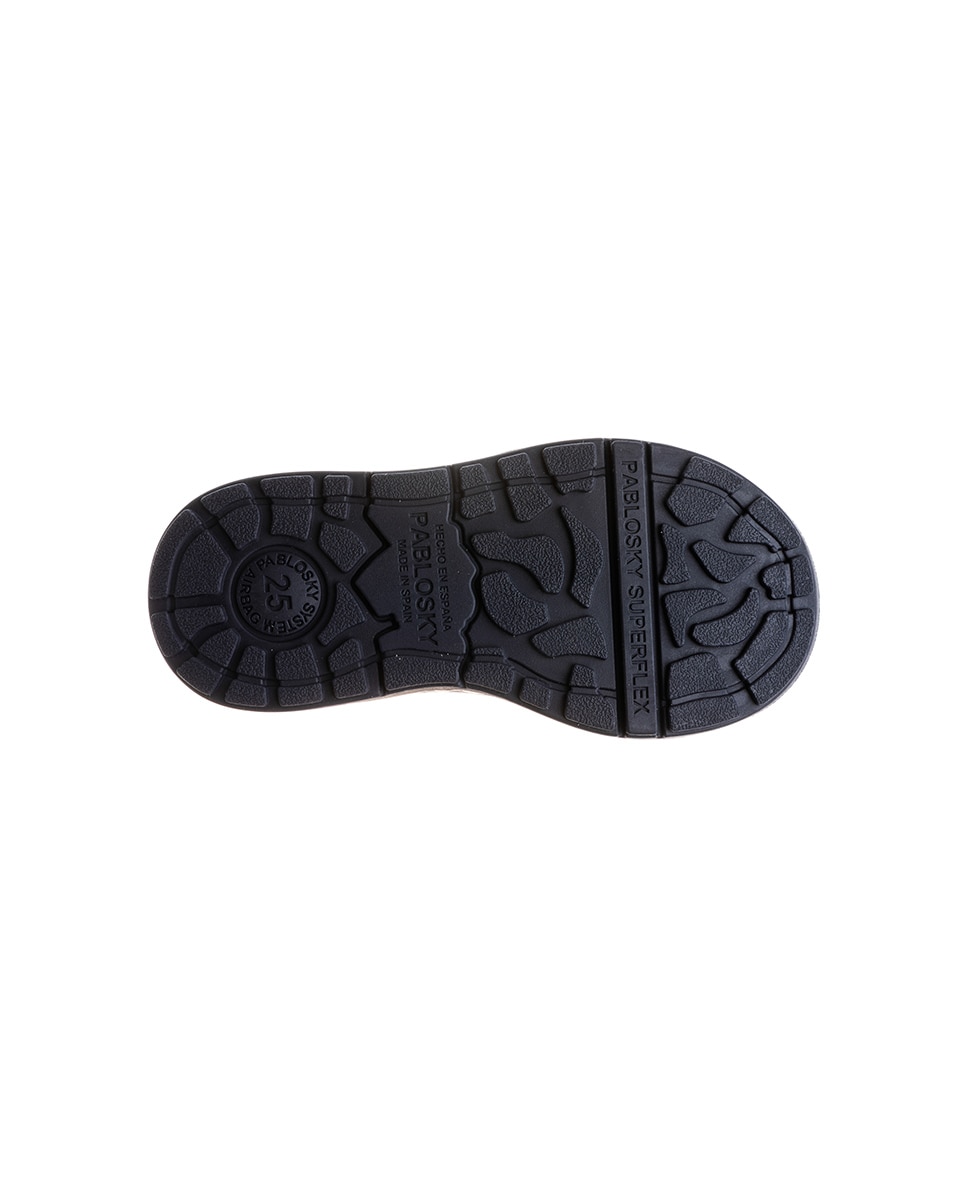 Botas Infantil de Pele e Têxtil Técnico com Velcro Pablosky Azul-escuro-3
