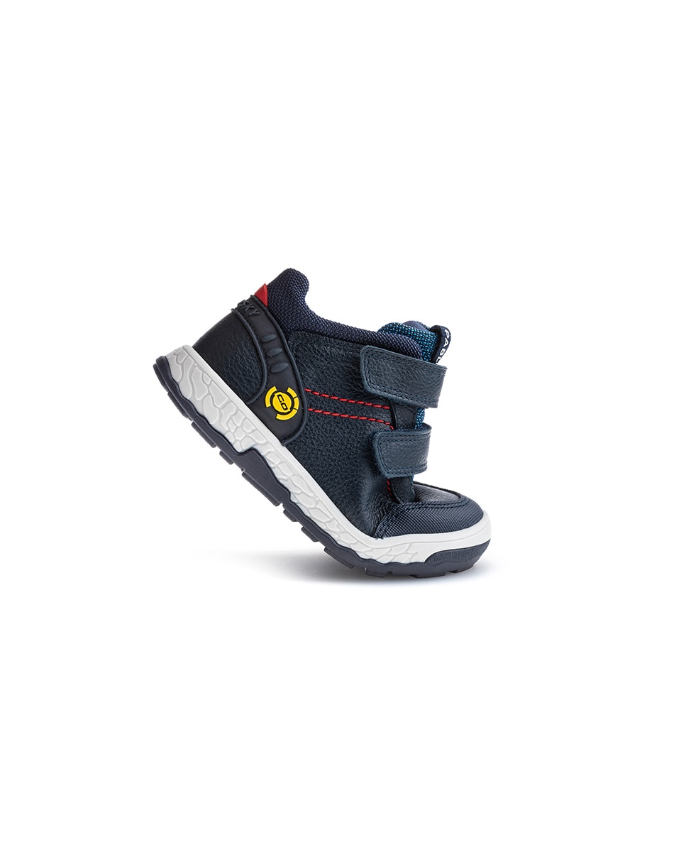 Botas Infantil de Pele e Têxtil Técnico com Velcro Pablosky Azul-escuro-6