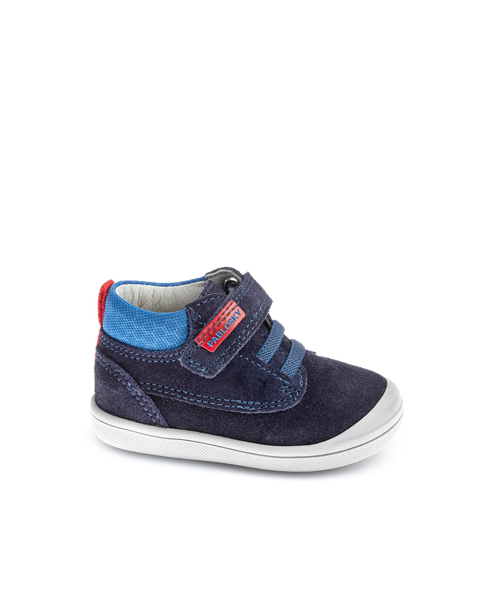 Botas de Bebé em Pele com Velcro Azul-marinho-1