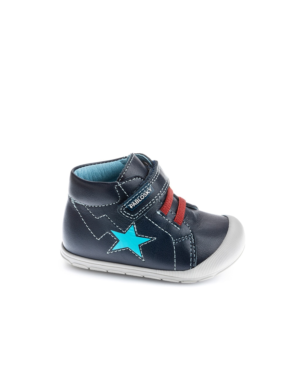 Botas de Bebé em Pele com Velcro Pablosky Azul-marinho-1