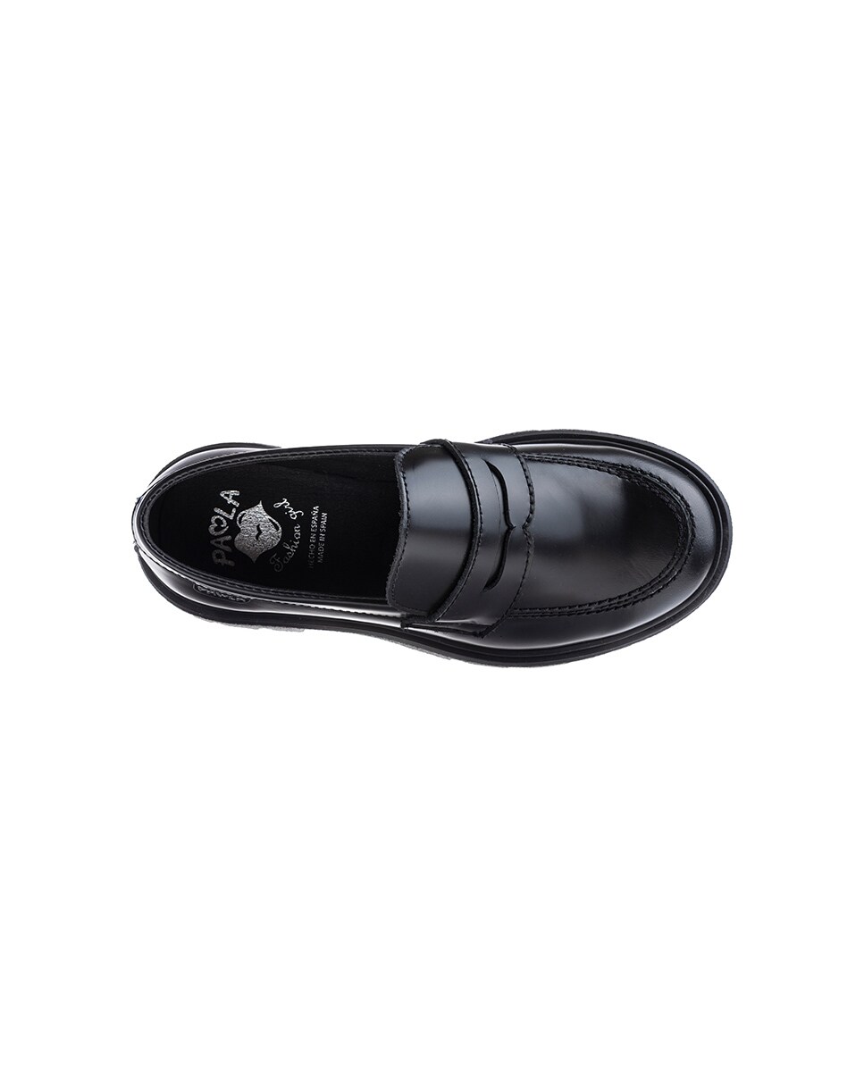 Mocassins em Pele para Uniforme Escolar Preto-4