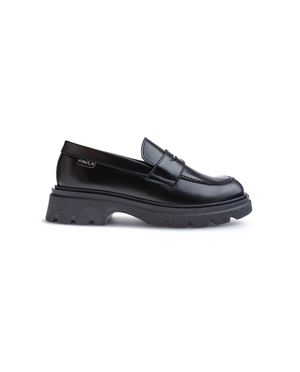 Mocassins em Pele para Uniforme Escolar Preto-6