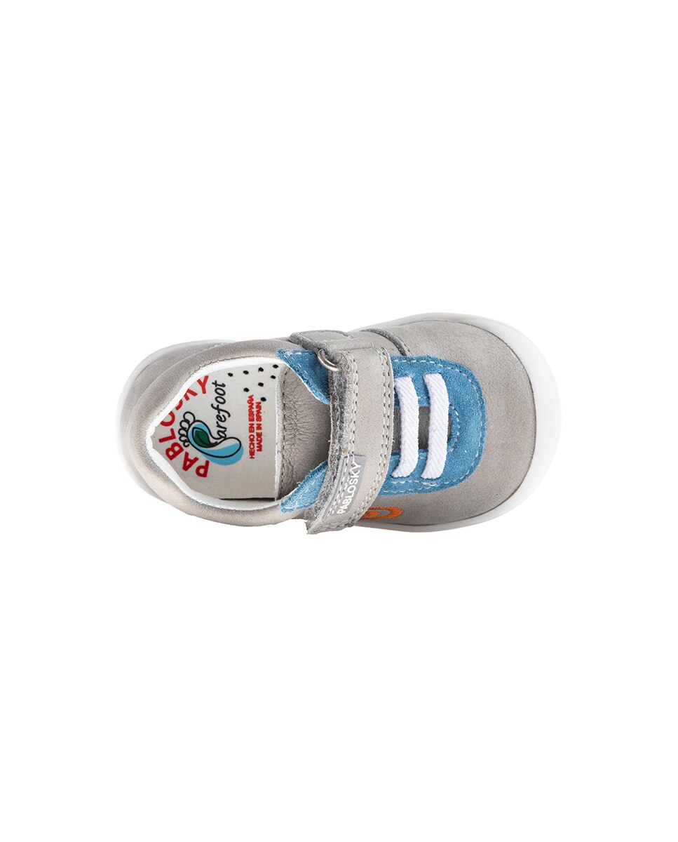 Sapatilhas Desportivas para Bebé de Pele com Velcro Pablosky Cinzento-5