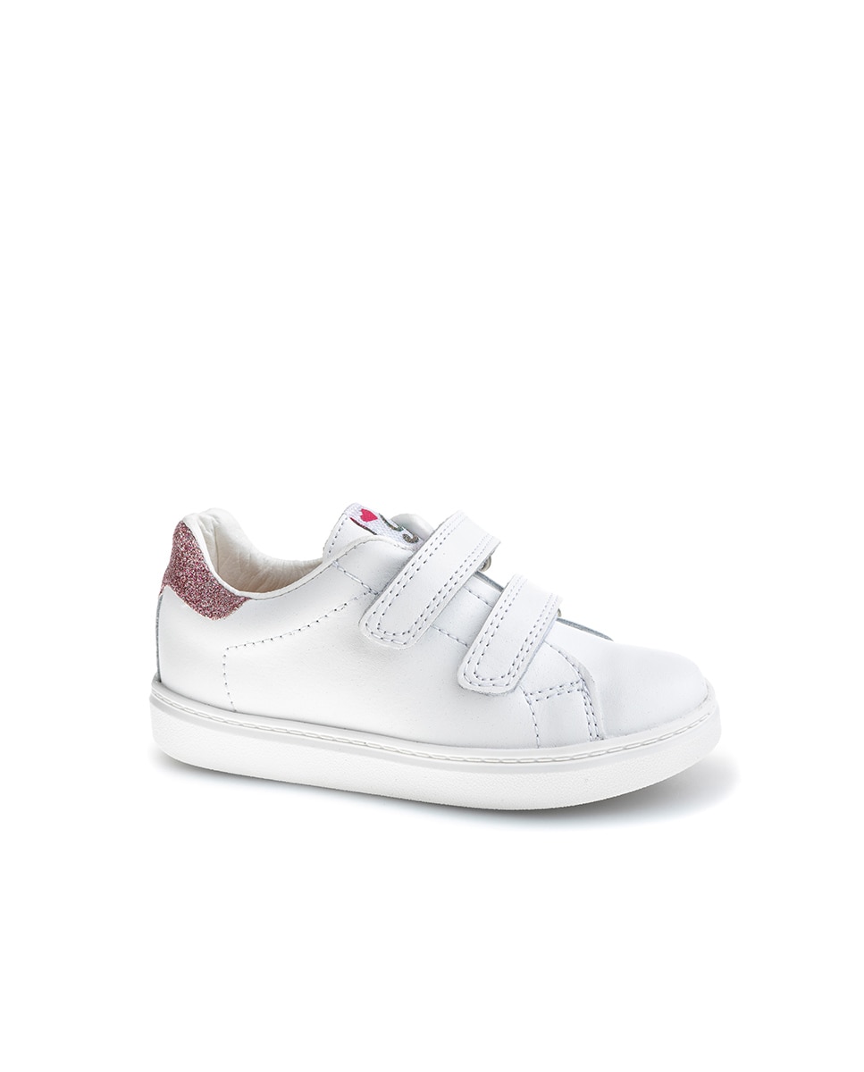 Sapatilhas Infantil Pablosky de Pele com Velcro Rosa-1
