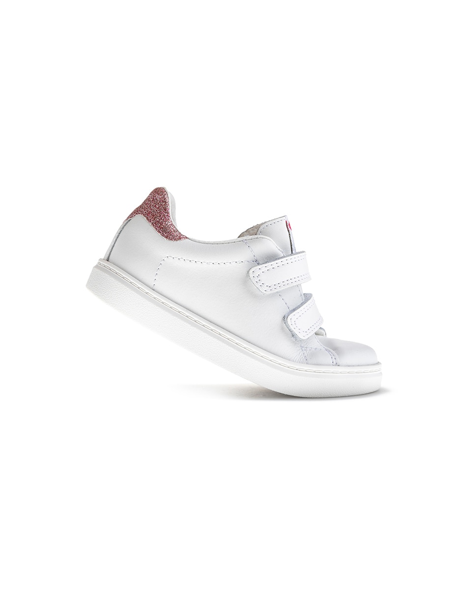 Sapatilhas Infantil Pablosky de Pele com Velcro Rosa-7