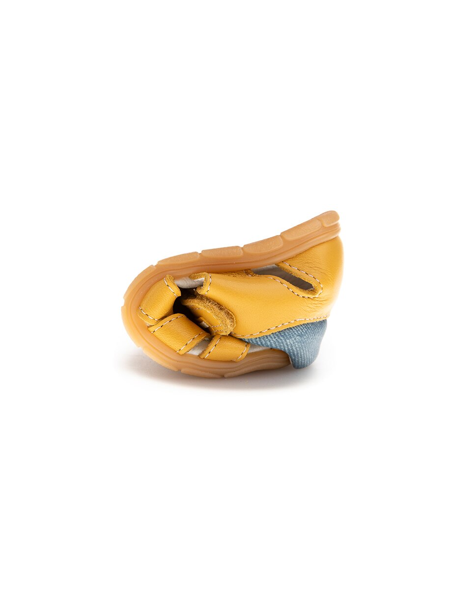 Sandálias para Bebé de Pele com Velcro Pablosky Amarelo-2