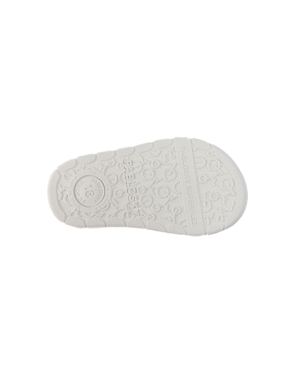 Sandálias para Bebé de Pele com Velcro Pablosky Branco-3
