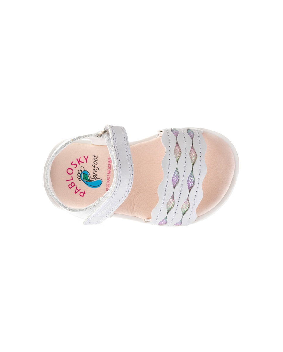 Sandálias para Bebé Barefoot com Velcro Pablosky Branco-gelo-4