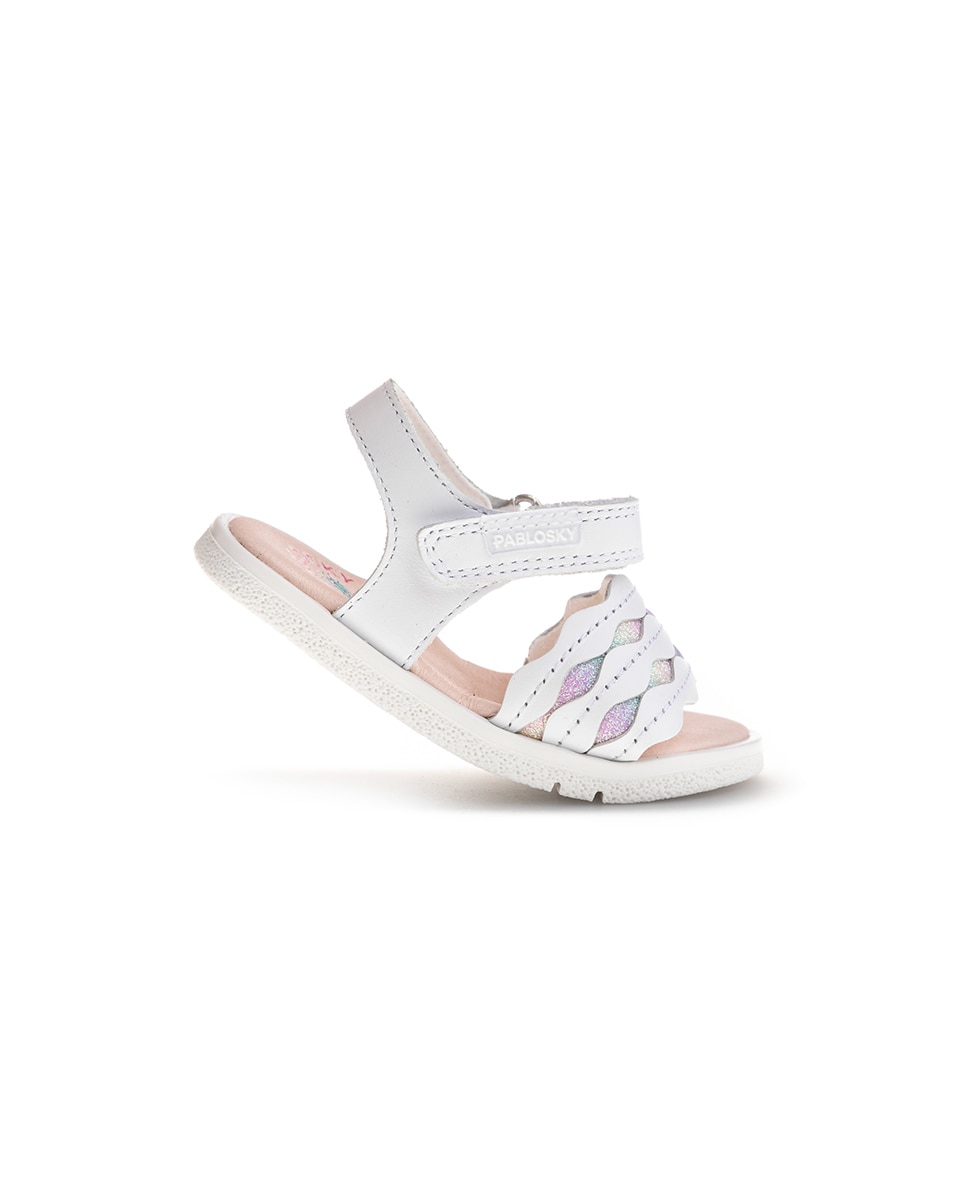 Sandálias para Bebé Barefoot com Velcro Pablosky Branco-gelo-6