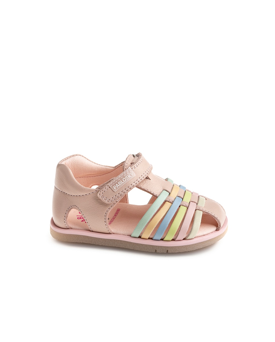 Sandálias para Bebé Barefoot com Velcro Pablosky Rosa-claro-1