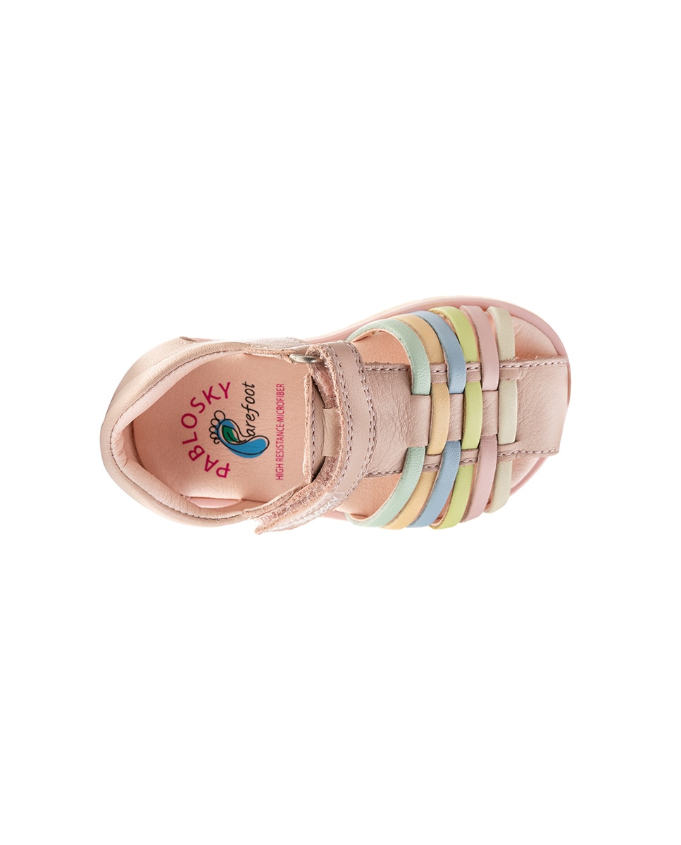 Sandálias para Bebé Barefoot com Velcro Pablosky Rosa-claro-4