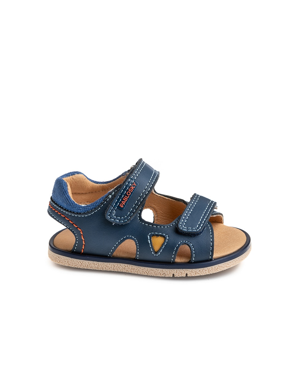 Sandálias para Bebé de Pele com Velcro Pablosky Azul-marinho-1