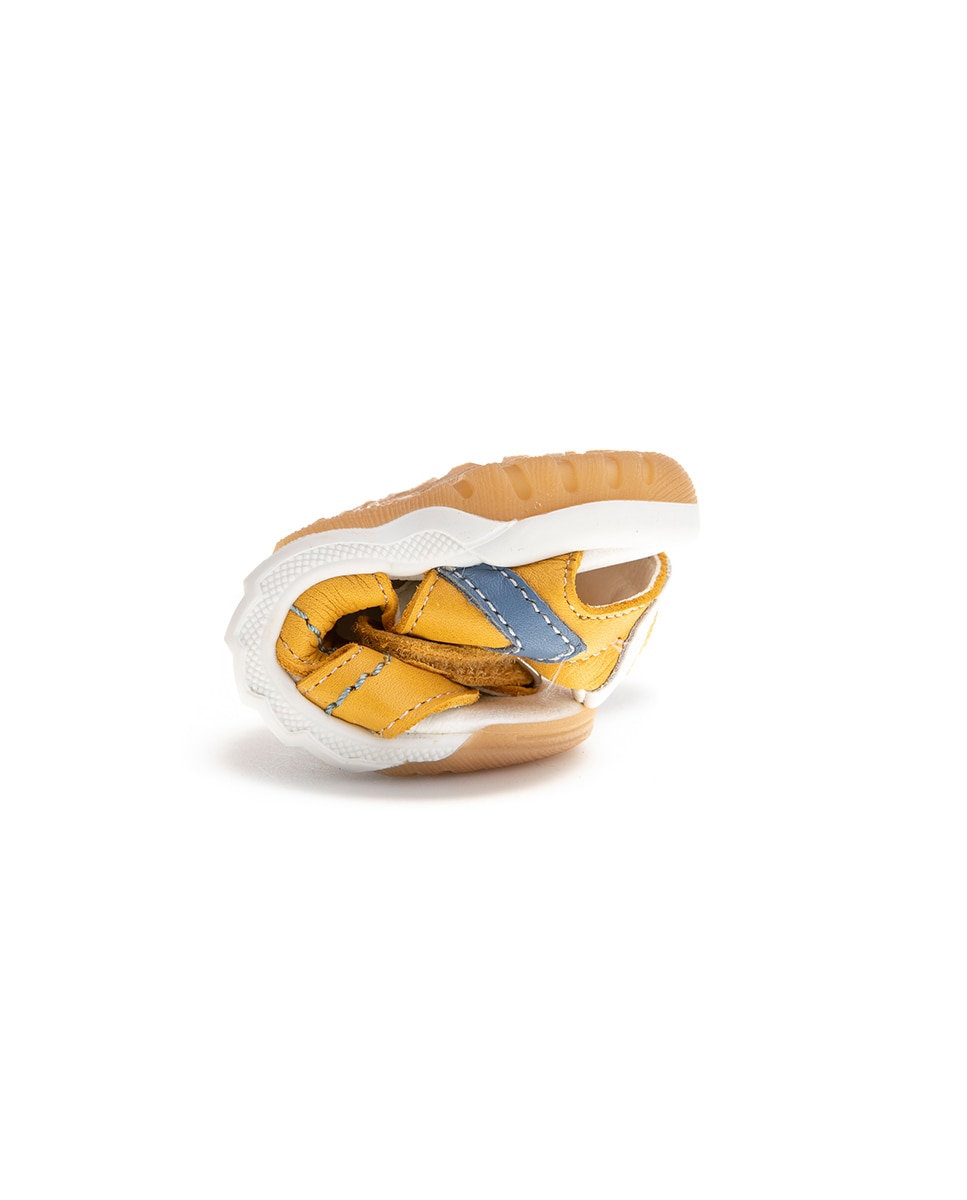 Sandálias para Bebé de Pele com Velcro Amarelo-2