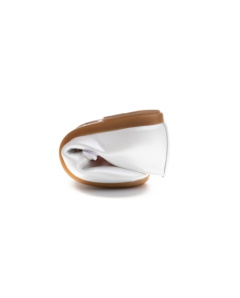 Sapatos Rasos Infantil de Pele com Velcro Branco-2