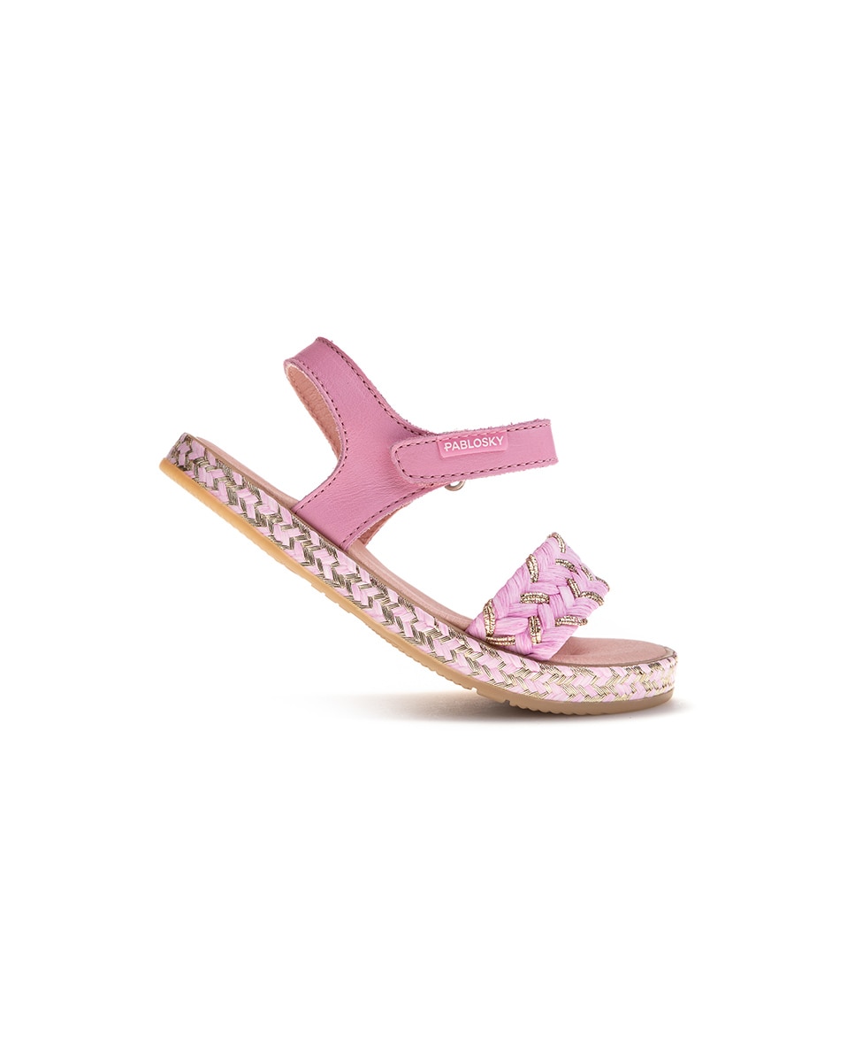Sandálias Abertas Infantil com Velcro Pablosky Rosa-claro-6
