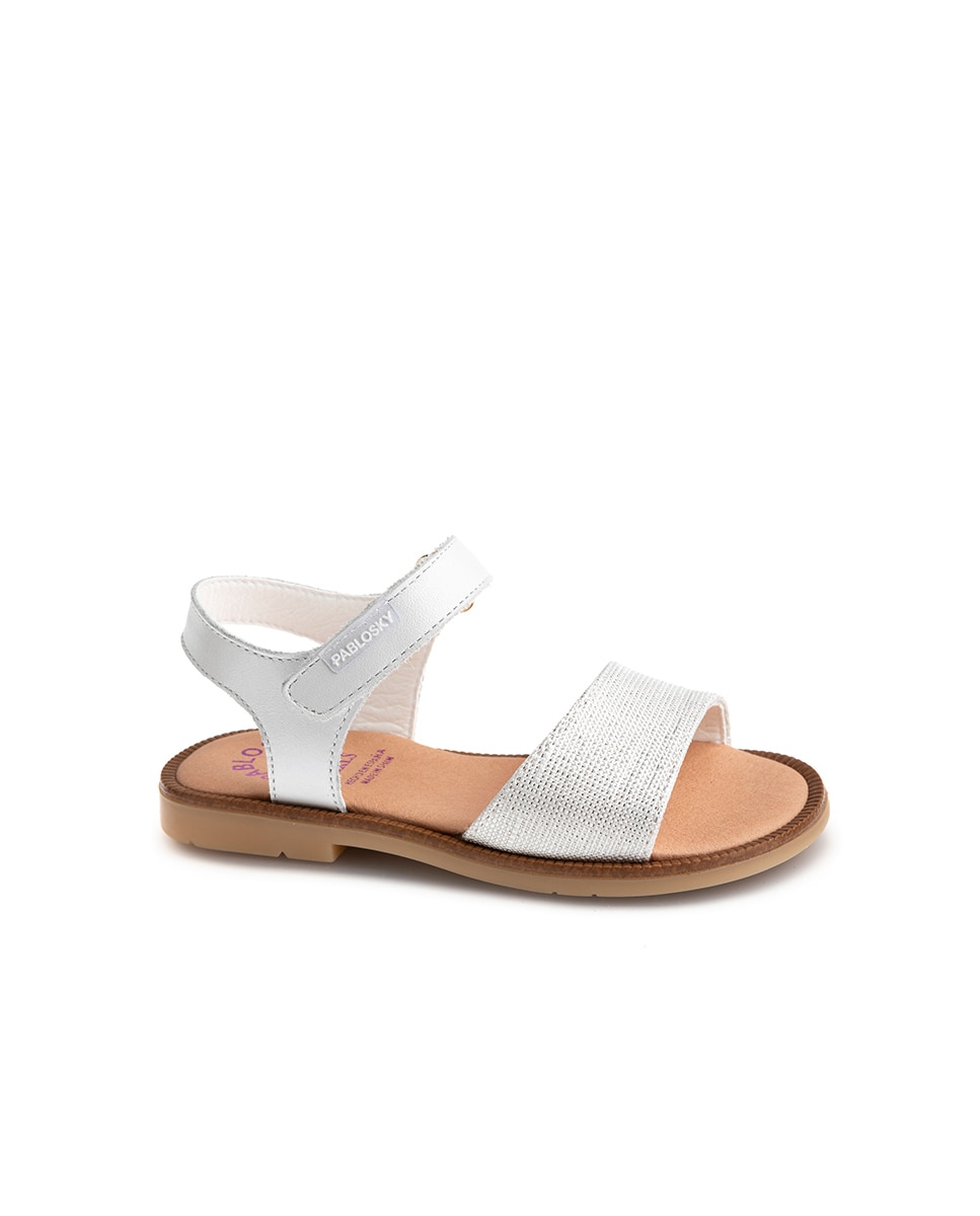 Sandálias Infantil de Pele com Velcro Branco-1