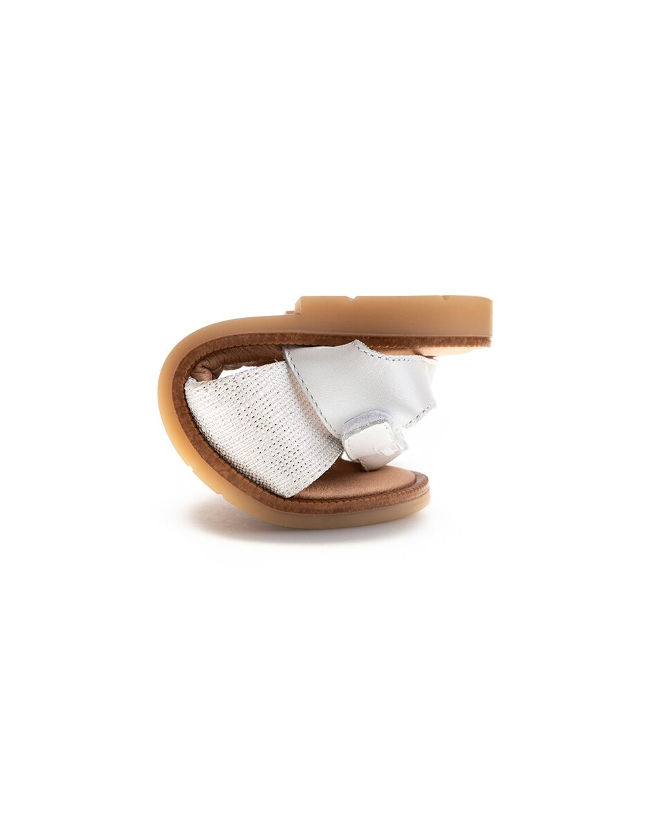 Sandálias Infantil de Pele com Velcro Branco-2
