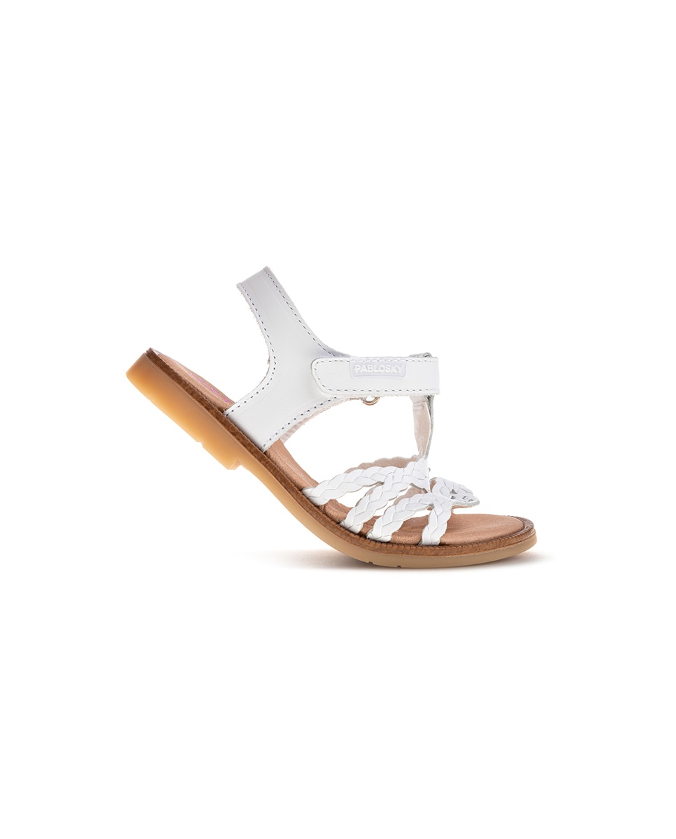 Sandálias Abertas Infantil com Velcro Pablosky Branco-6
