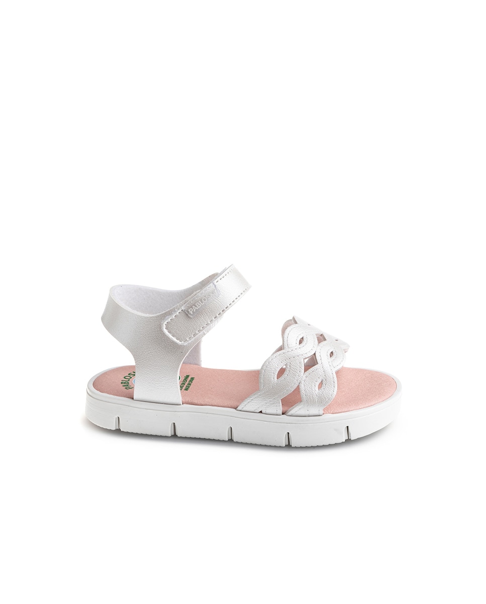 Sandálias Abertas Infantil com Velcro Pablosky Branco-1