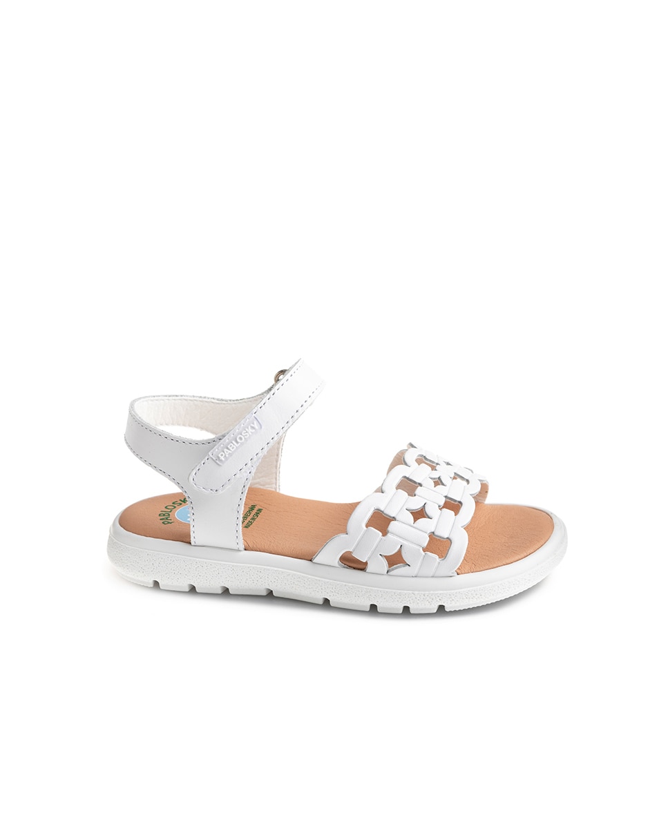 Sandálias Abertas Infantil com Velcro Branco-1