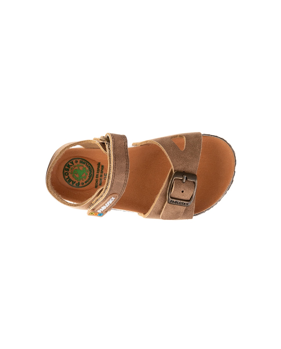 Sandálias Abertas Infantil com Velcro Castanho-claro-4