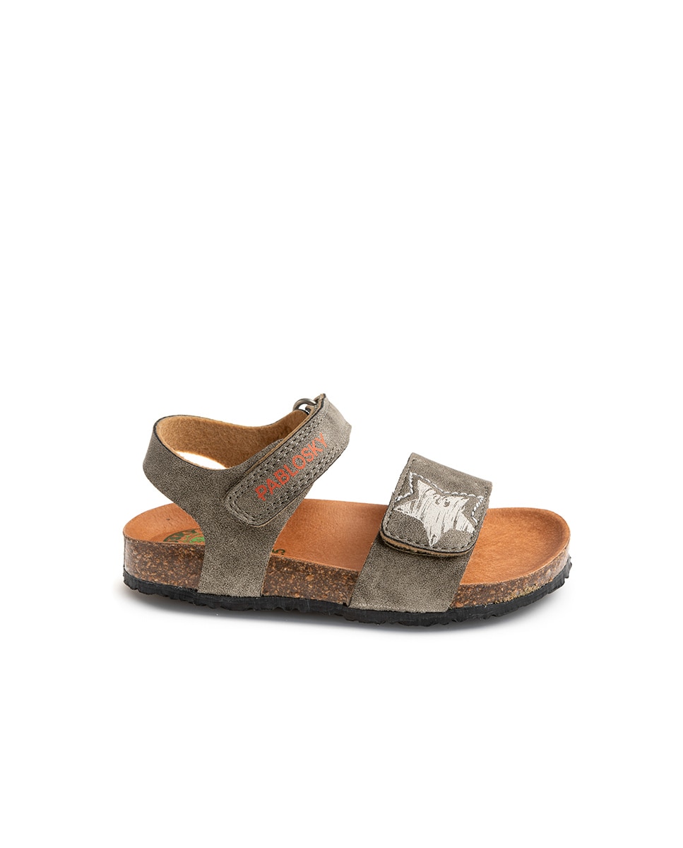 Sandálias Infantil de Materiais Reciclados com Velcro Pablosky Cinzento-1