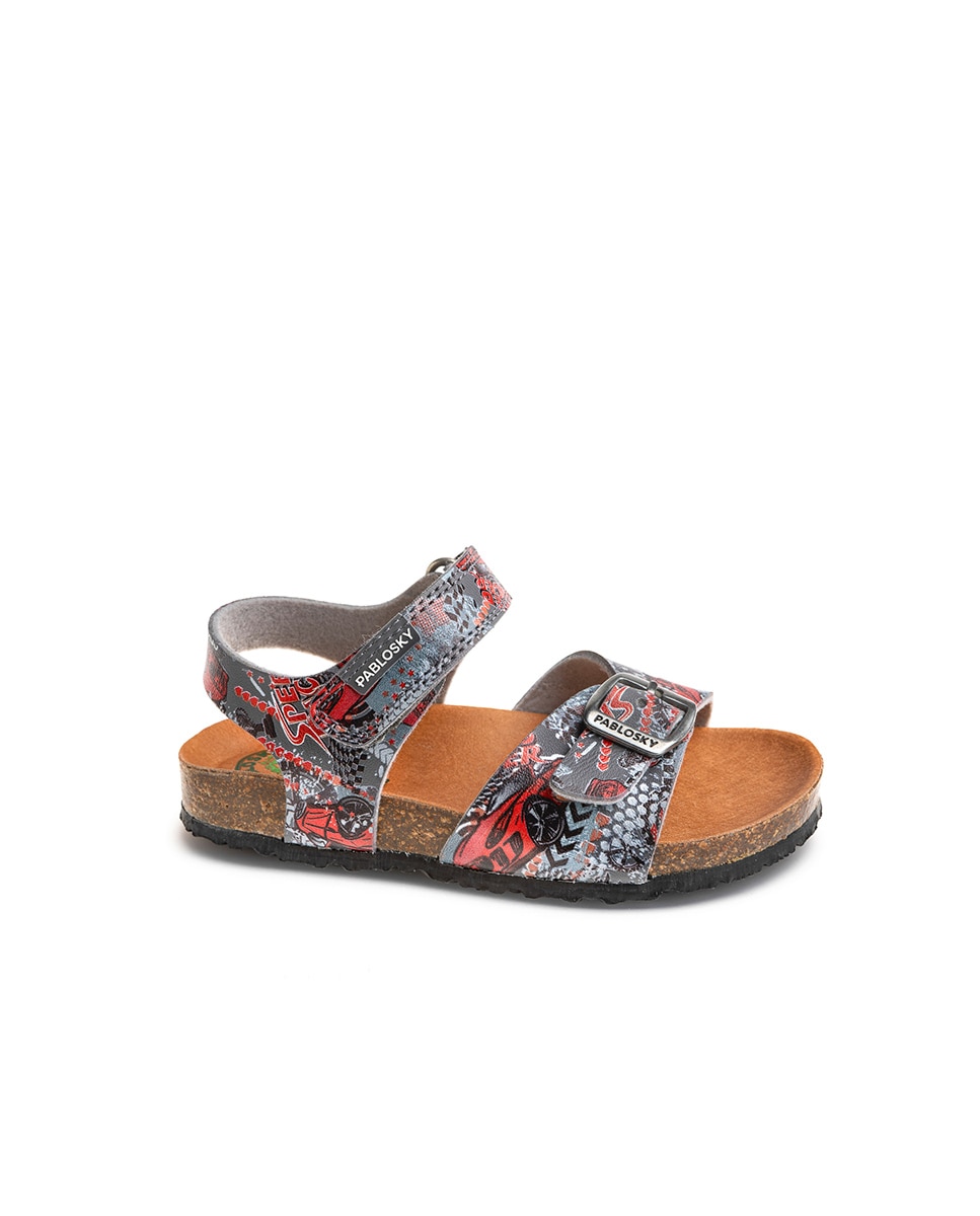 Sandálias Infantil de Materiais Reciclados com Velcro Pablosky Cinzento / Laranja-1