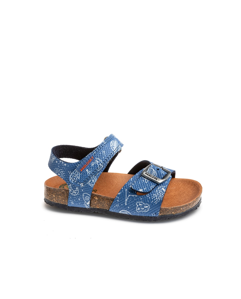 Sandálias Infantil de Materiais Reciclados com Velcro Pablosky Azul-1